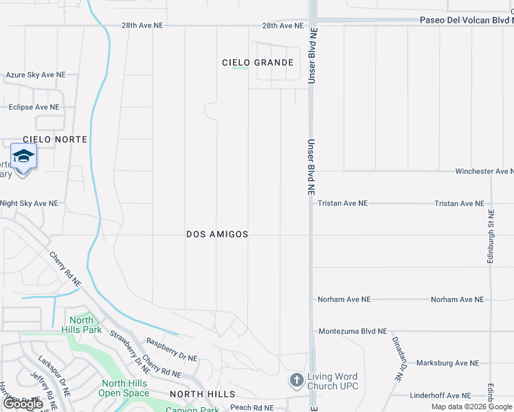 map of restaurants, bars, coffee shops, grocery stores, and more near 2401 Box Lake Drive Northeast in Rio Rancho