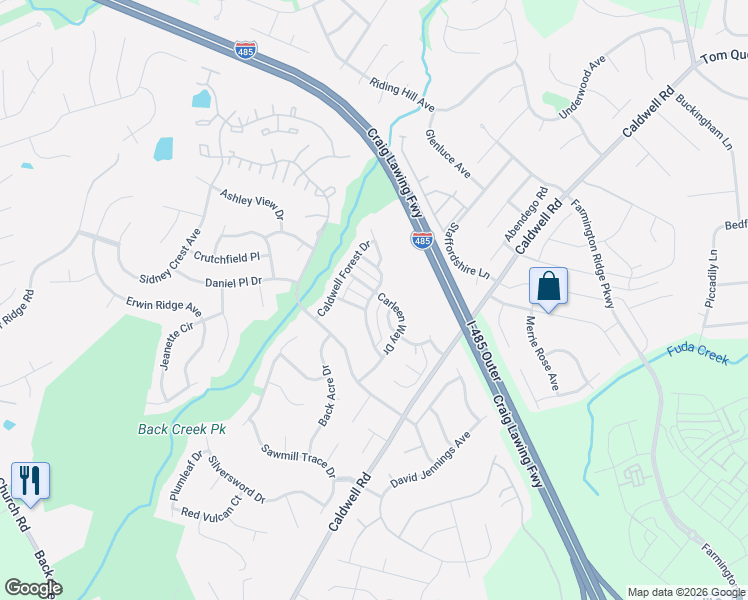 map of restaurants, bars, coffee shops, grocery stores, and more near 3914 Wilgrove Way Drive in Charlotte