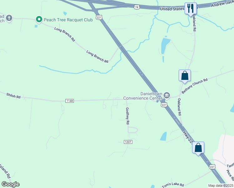 map of restaurants, bars, coffee shops, grocery stores, and more near 266 Shiloh Road in Forest City