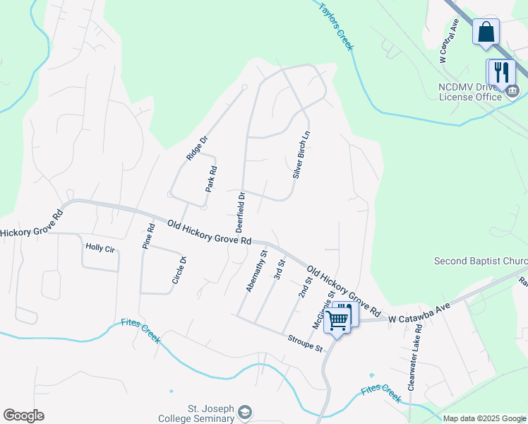 map of restaurants, bars, coffee shops, grocery stores, and more near 109 South Padali Court in Mount Holly