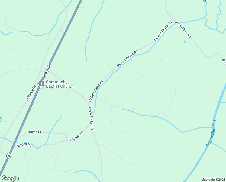 map of restaurants, bars, coffee shops, grocery stores, and more near 171 Fred Newman Road in Whitwell