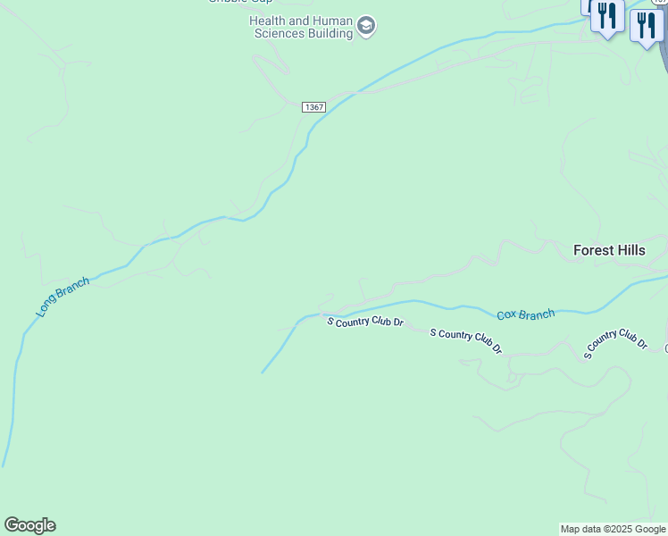map of restaurants, bars, coffee shops, grocery stores, and more near 63 North Country Club Drive in Cullowhee