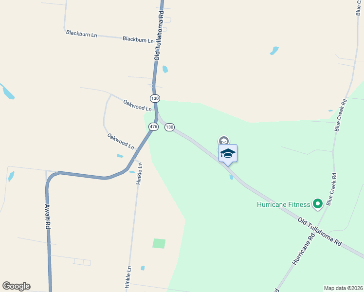 map of restaurants, bars, coffee shops, grocery stores, and more near 10831 Old Tullahoma Road in Tullahoma