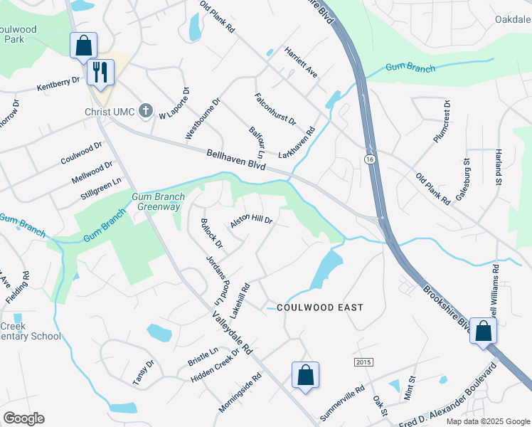 map of restaurants, bars, coffee shops, grocery stores, and more near 8516 Emerald Fern Way in Charlotte