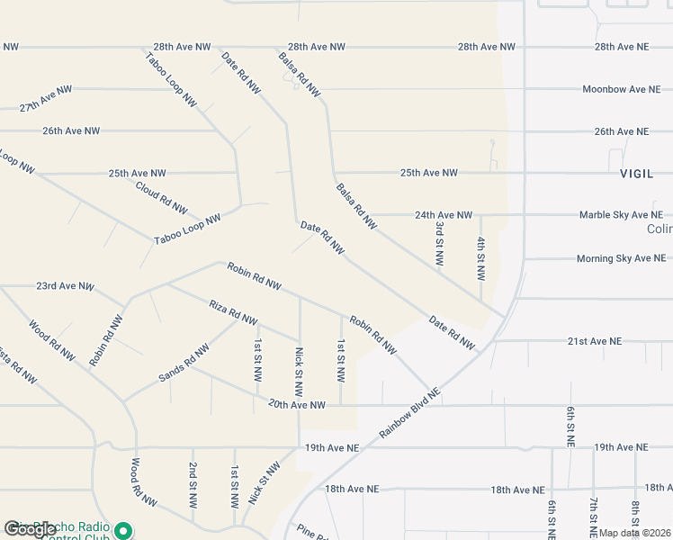 map of restaurants, bars, coffee shops, grocery stores, and more near Date Road Northwest in Rio Rancho