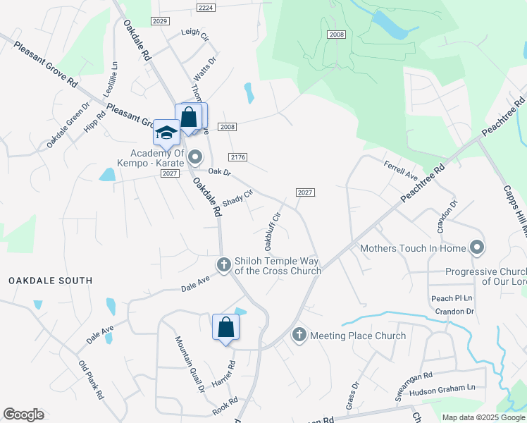 map of restaurants, bars, coffee shops, grocery stores, and more near 5563 Oak Drive in Charlotte