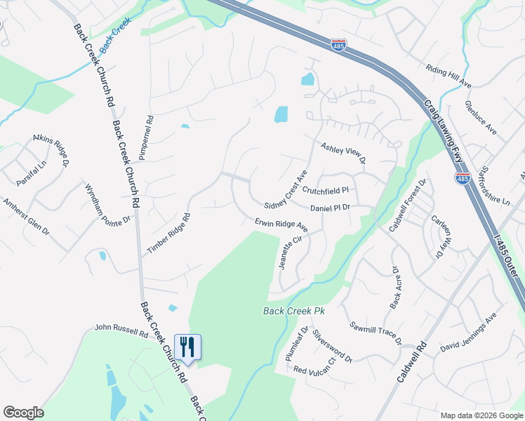 map of restaurants, bars, coffee shops, grocery stores, and more near 11628 Sidney Crest Avenue in Charlotte