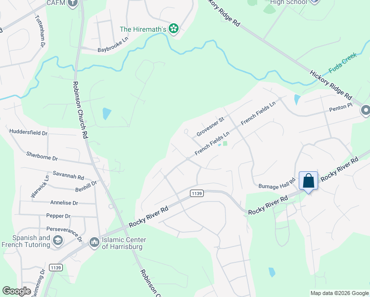 map of restaurants, bars, coffee shops, grocery stores, and more near 8836 Thatcher Square in Harrisburg