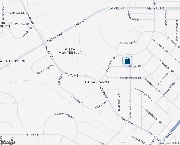 map of restaurants, bars, coffee shops, grocery stores, and more near 5660 Iris Road Northeast in Rio Rancho