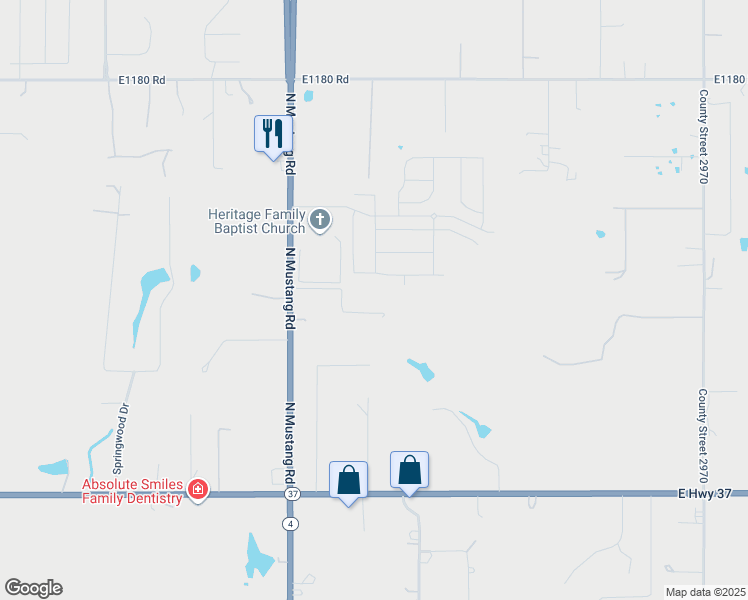 map of restaurants, bars, coffee shops, grocery stores, and more near 5123 Hughes Drive in Tuttle