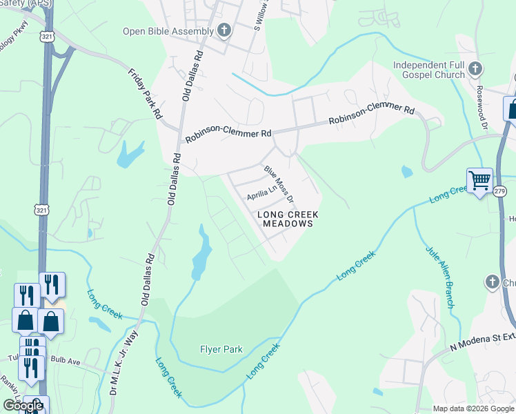 map of restaurants, bars, coffee shops, grocery stores, and more near 1120 Ametrine Lane in Dallas