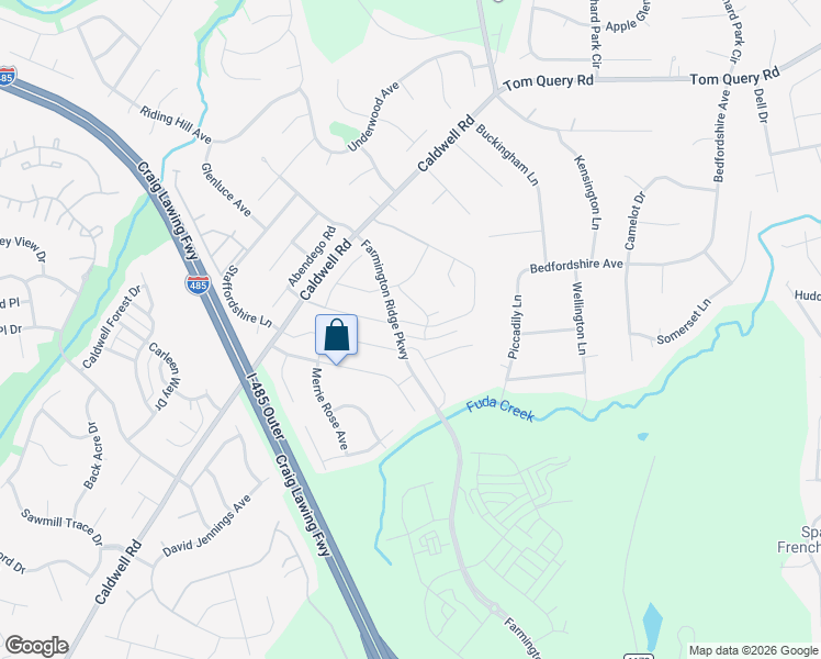 map of restaurants, bars, coffee shops, grocery stores, and more near 4923 Sunburst Lane in Charlotte