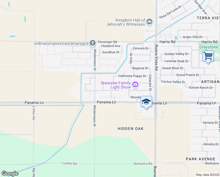 map of restaurants, bars, coffee shops, grocery stores, and more near 11900 Cactus Flower Avenue in Bakersfield