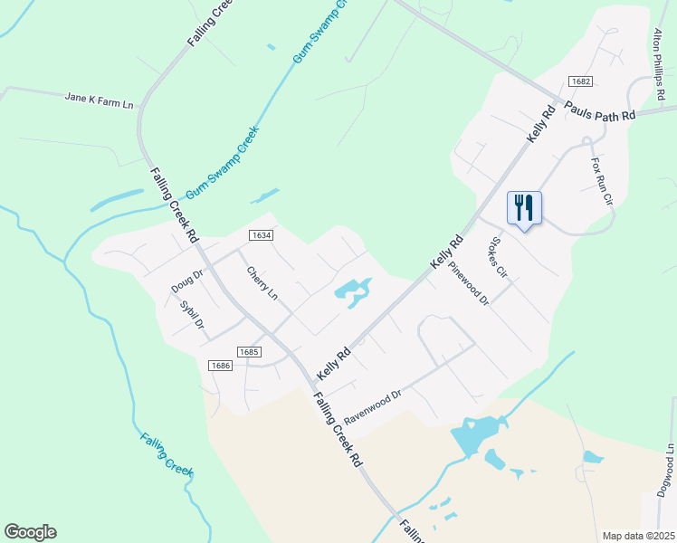 map of restaurants, bars, coffee shops, grocery stores, and more near 3132 Lakewood Drive in Kinston