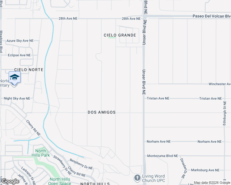 map of restaurants, bars, coffee shops, grocery stores, and more near Box Lake Drive Northeast in Rio Rancho