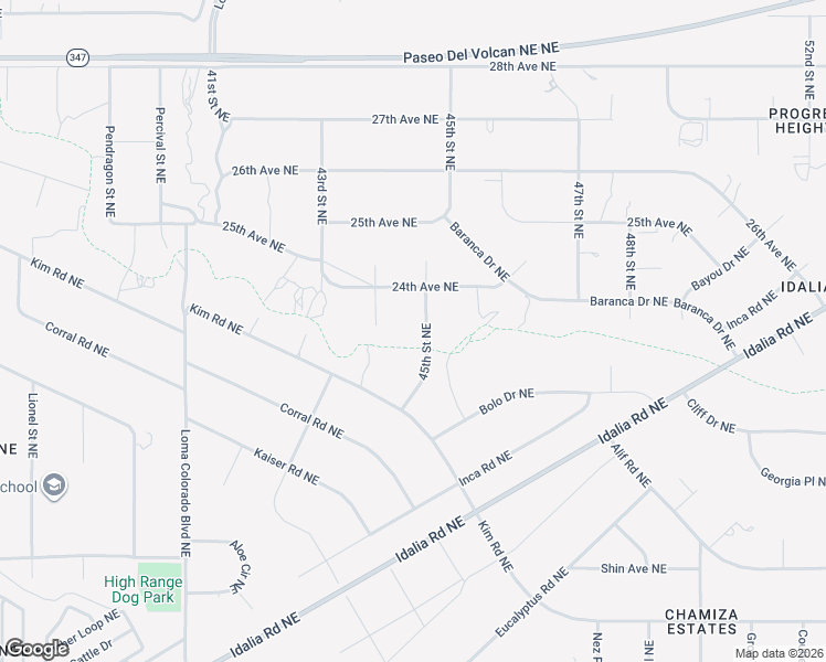 map of restaurants, bars, coffee shops, grocery stores, and more near 2401 45th Street Northeast in Rio Rancho