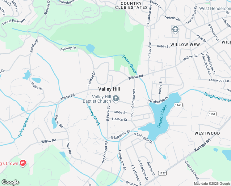 map of restaurants, bars, coffee shops, grocery stores, and more near 1840 Willow Road in Hendersonville