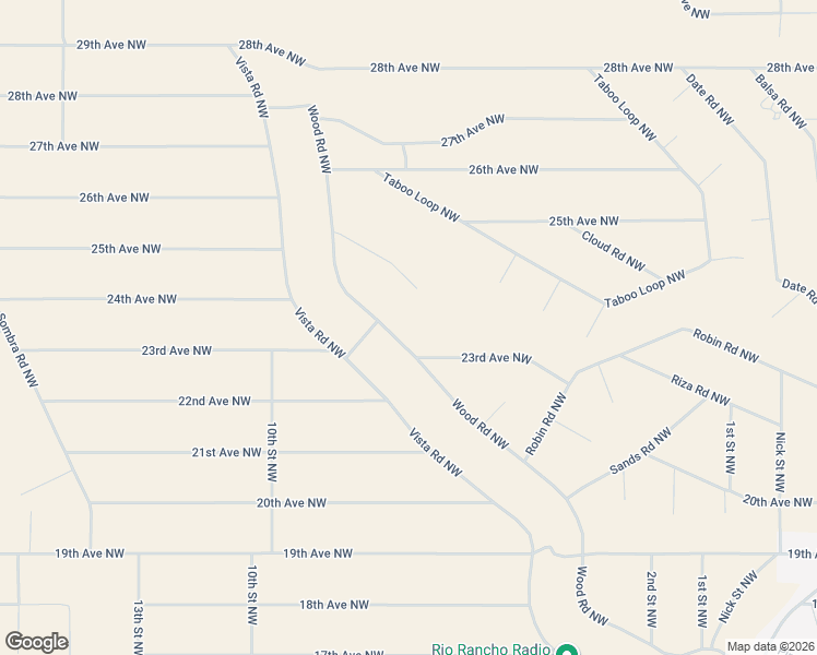 map of restaurants, bars, coffee shops, grocery stores, and more near Wood Road Northwest in Rio Rancho