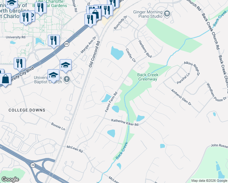 map of restaurants, bars, coffee shops, grocery stores, and more near in Charlotte