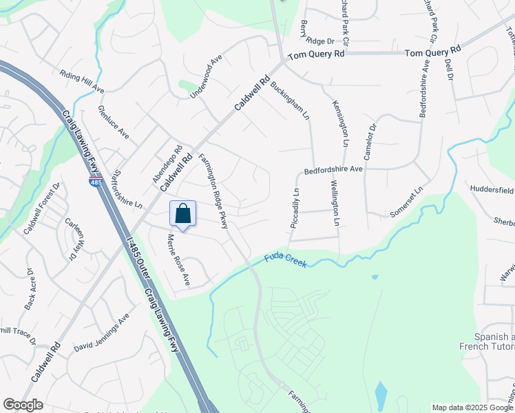map of restaurants, bars, coffee shops, grocery stores, and more near 4968 Sunburst Lane in Charlotte