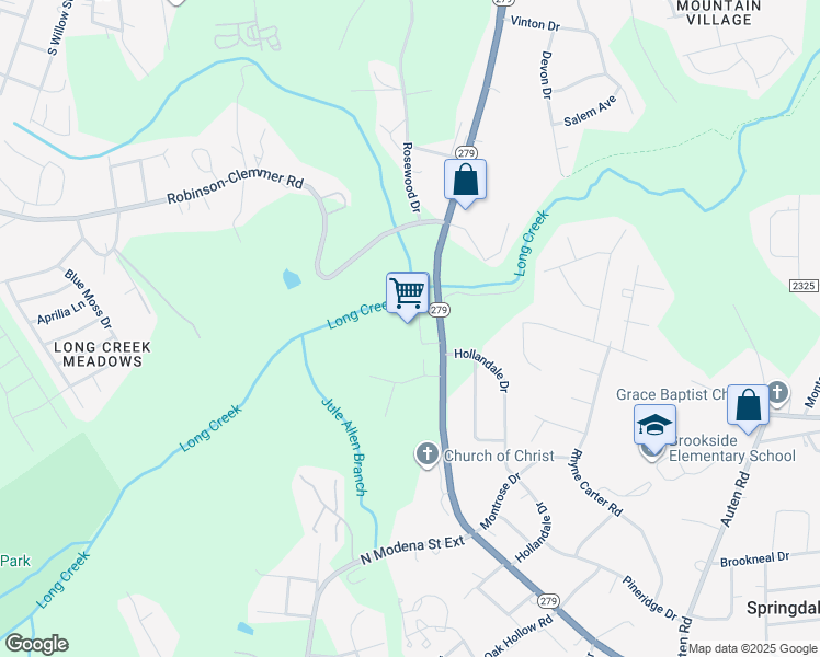 map of restaurants, bars, coffee shops, grocery stores, and more near 2211 North New Hope Road in Gastonia