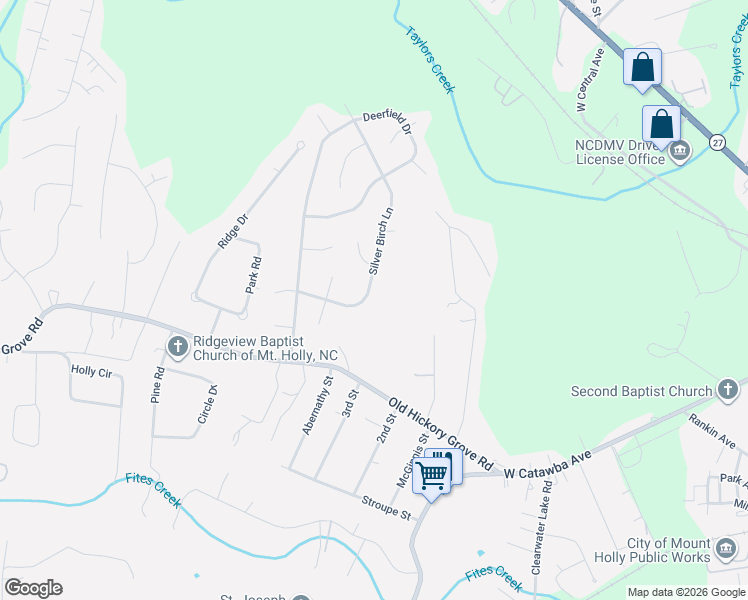 map of restaurants, bars, coffee shops, grocery stores, and more near 128 Silver Birch Lane in Mount Holly