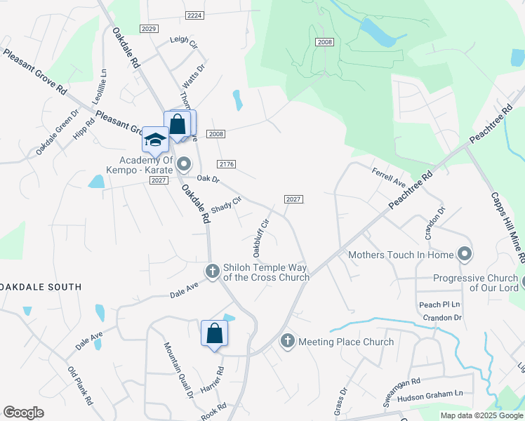 map of restaurants, bars, coffee shops, grocery stores, and more near 5563 Oak Drive in Charlotte