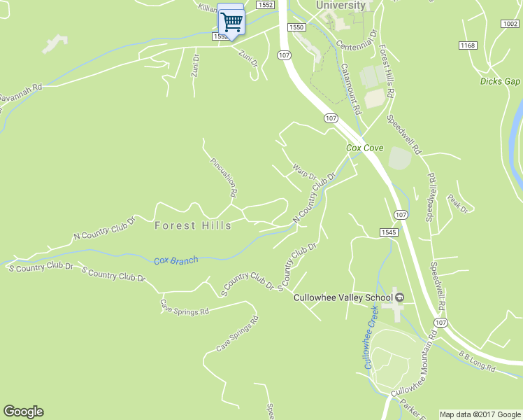 map of restaurants, bars, coffee shops, grocery stores, and more near 209 Cox Farm Road in Cullowhee