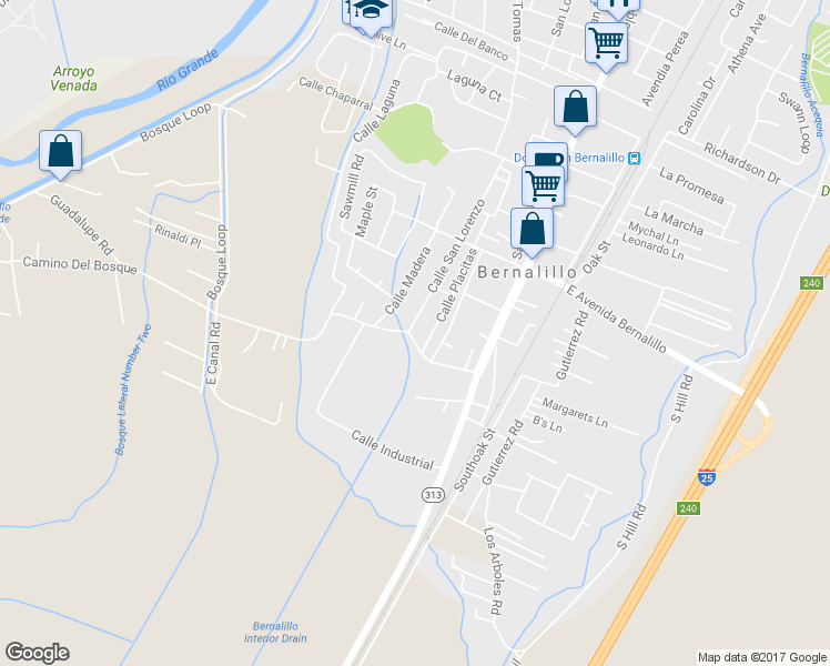 map of restaurants, bars, coffee shops, grocery stores, and more near 1278 Calle San Lorenzo in Bernalillo