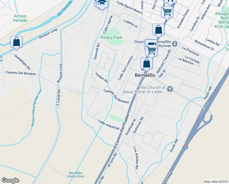 map of restaurants, bars, coffee shops, grocery stores, and more near 1278 Calle San Lorenzo in Bernalillo