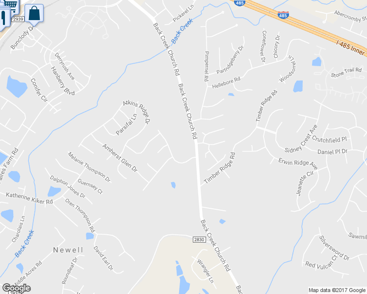 map of restaurants, bars, coffee shops, grocery stores, and more near 2734 Back Creek Church Road in Charlotte