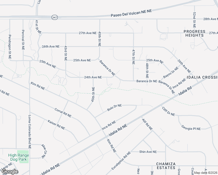 map of restaurants, bars, coffee shops, grocery stores, and more near Baranca Arroyo Trail in Rio Rancho