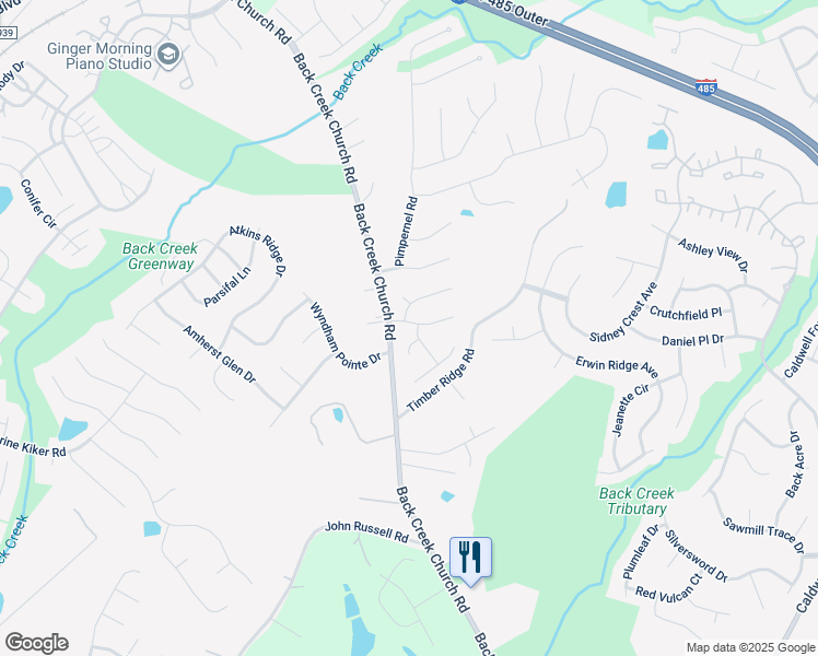 map of restaurants, bars, coffee shops, grocery stores, and more near 11310 Coreopsis Road in Charlotte