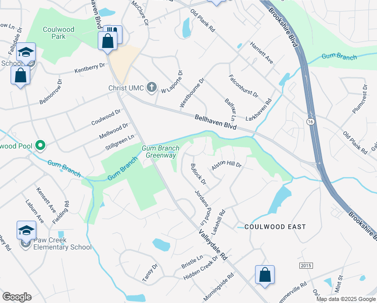 map of restaurants, bars, coffee shops, grocery stores, and more near 6906 Seney Drive in Charlotte