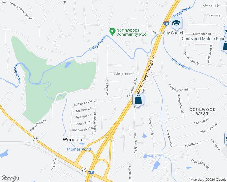 map of restaurants, bars, coffee shops, grocery stores, and more near 2125 Sebastiani Drive in Charlotte