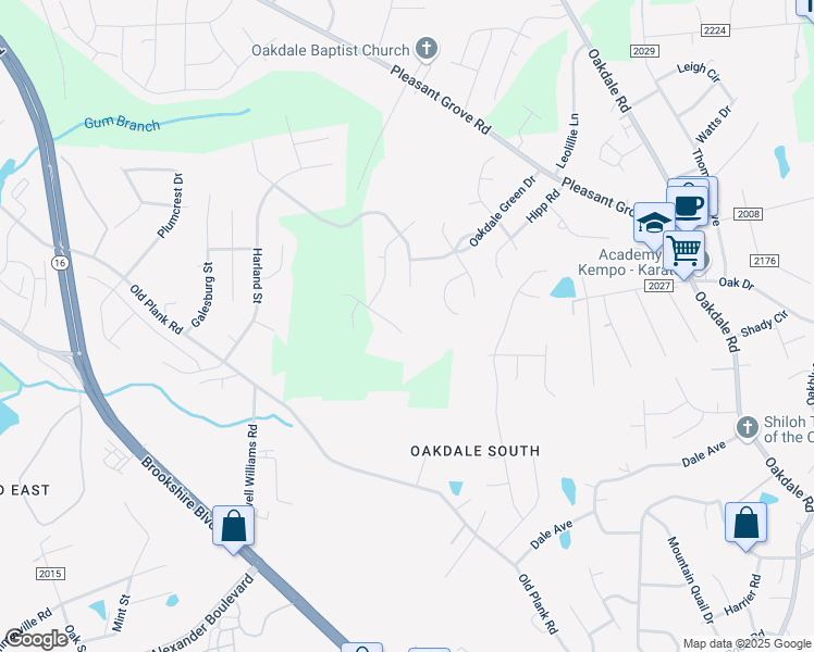 map of restaurants, bars, coffee shops, grocery stores, and more near 6614 Wicked Oak Lane in Charlotte