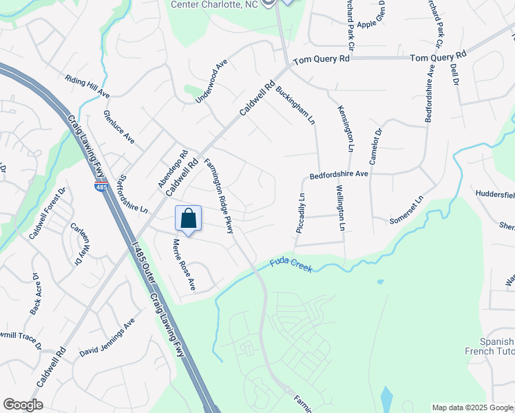 map of restaurants, bars, coffee shops, grocery stores, and more near 4959 Sunburst Lane in Charlotte