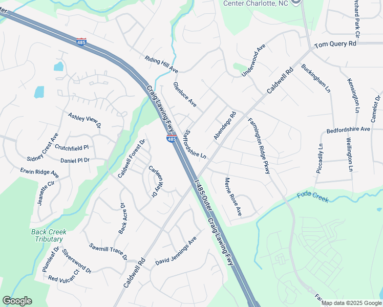 map of restaurants, bars, coffee shops, grocery stores, and more near 4614 Staffordshire Lane in Charlotte