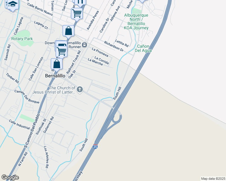 map of restaurants, bars, coffee shops, grocery stores, and more near 9 Charing Cross Loop in Bernalillo