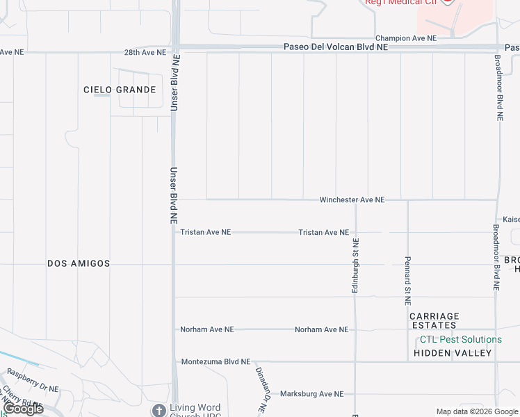 map of restaurants, bars, coffee shops, grocery stores, and more near 2533 Chessman Drive Northeast in Rio Rancho