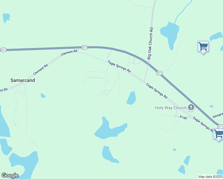 map of restaurants, bars, coffee shops, grocery stores, and more near Sand Pit Park Drive in Moore County