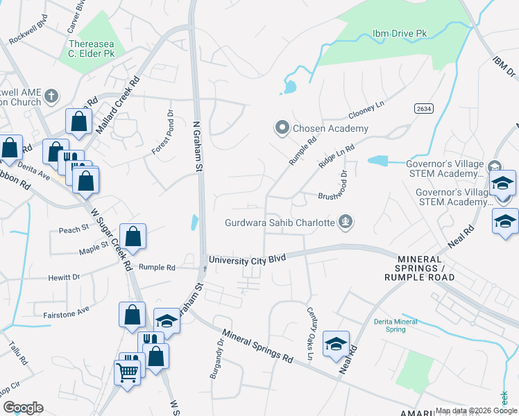 map of restaurants, bars, coffee shops, grocery stores, and more near in Charlotte