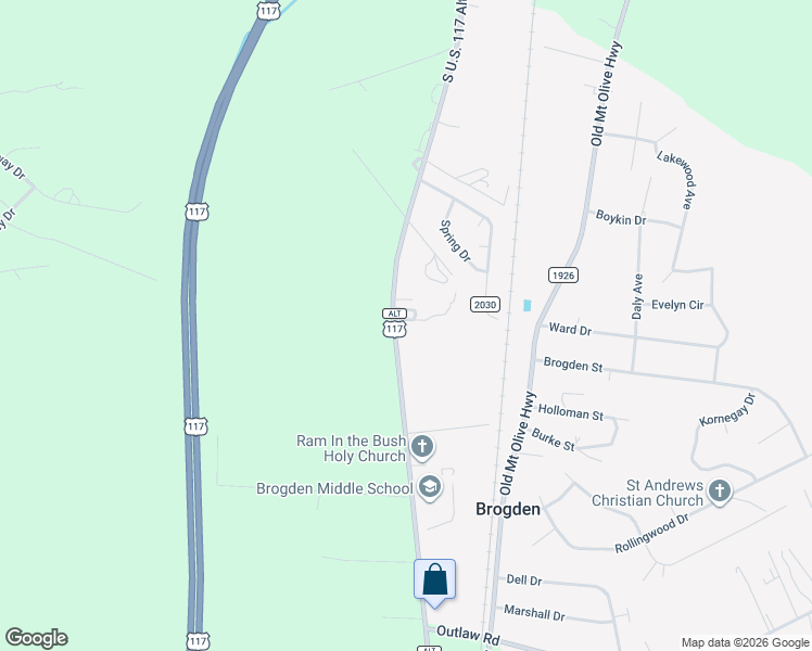 map of restaurants, bars, coffee shops, grocery stores, and more near 3625 U.S. 117 Alternate in Dudley
