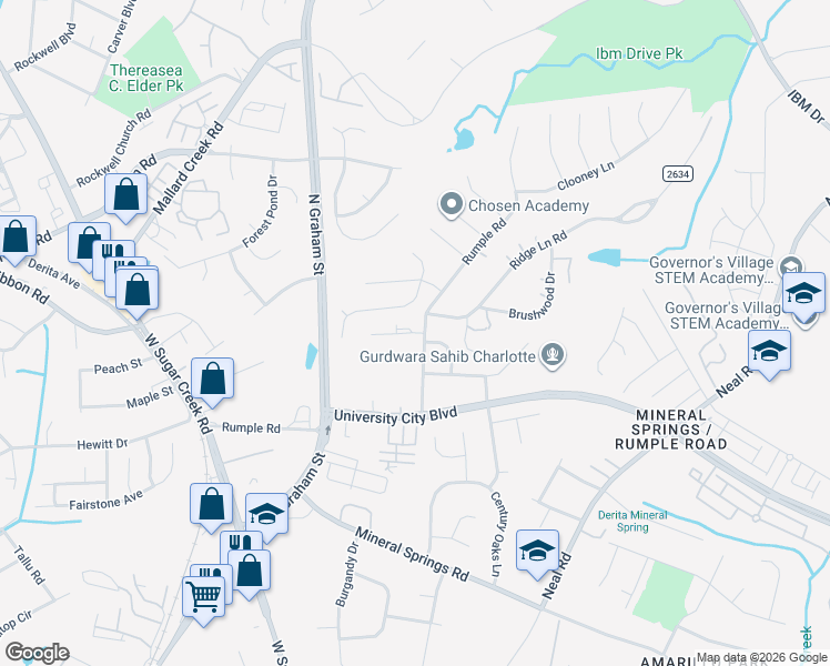 map of restaurants, bars, coffee shops, grocery stores, and more near in Charlotte