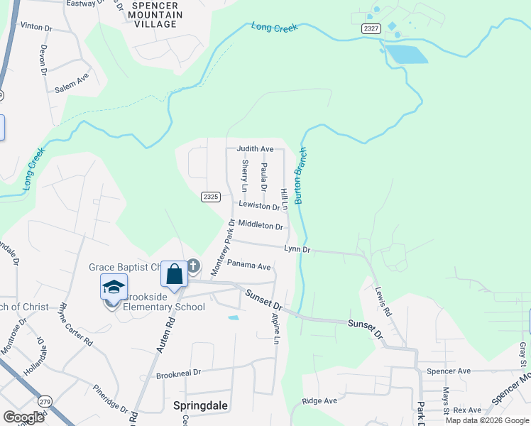 map of restaurants, bars, coffee shops, grocery stores, and more near 2421 Middleton Drive in Gastonia