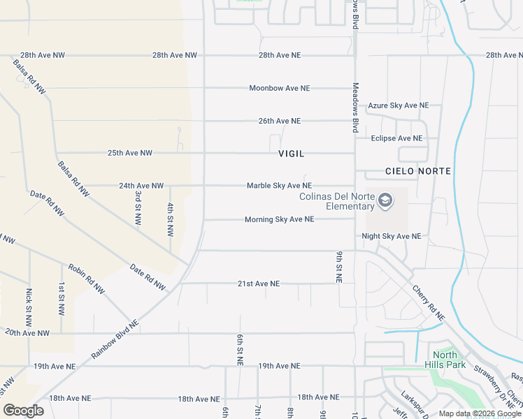 map of restaurants, bars, coffee shops, grocery stores, and more near 720 Morning Sky Avenue Northeast in Rio Rancho