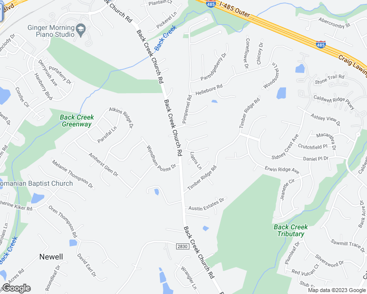 map of restaurants, bars, coffee shops, grocery stores, and more near 2724 Yarrow Road in Charlotte