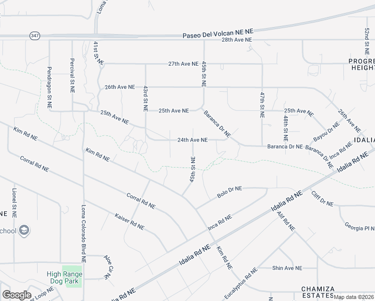 map of restaurants, bars, coffee shops, grocery stores, and more near 2401 45th Street Northeast in Rio Rancho