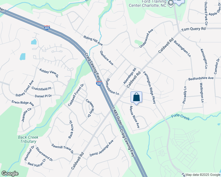 map of restaurants, bars, coffee shops, grocery stores, and more near 4614 Staffordshire Lane in Charlotte