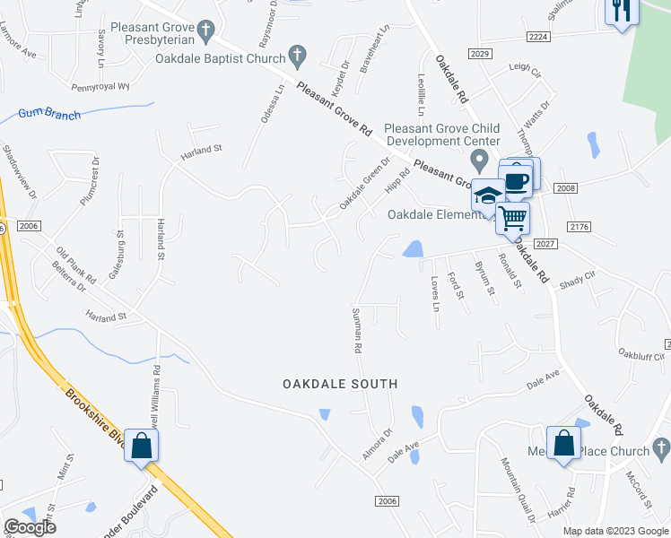 map of restaurants, bars, coffee shops, grocery stores, and more near 6805 Sunman Road in Charlotte